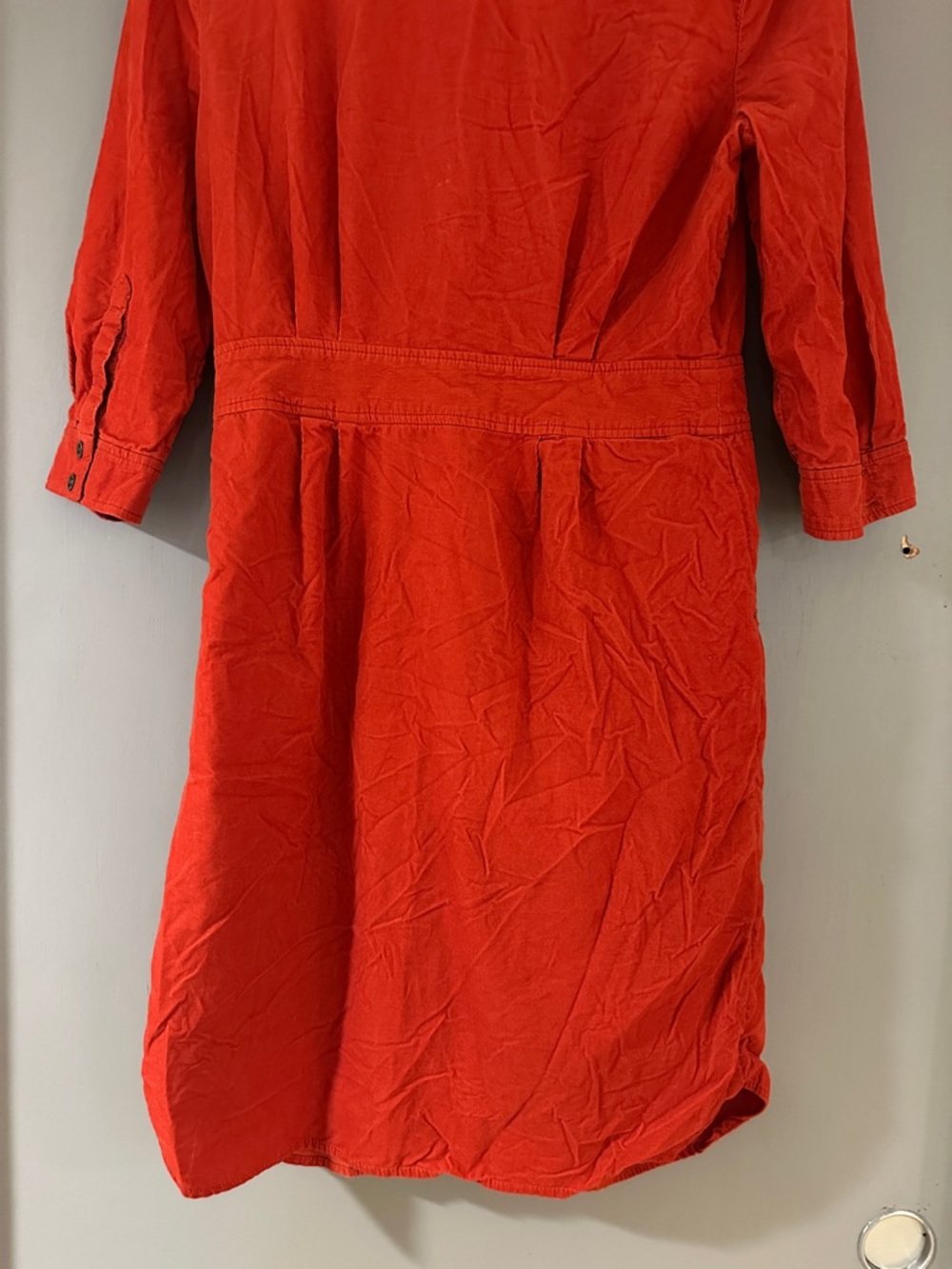 Anthropologie Maeve Anaheim Corduroy Shirt Dress Red Orange Button Front - Picture 7 of 8